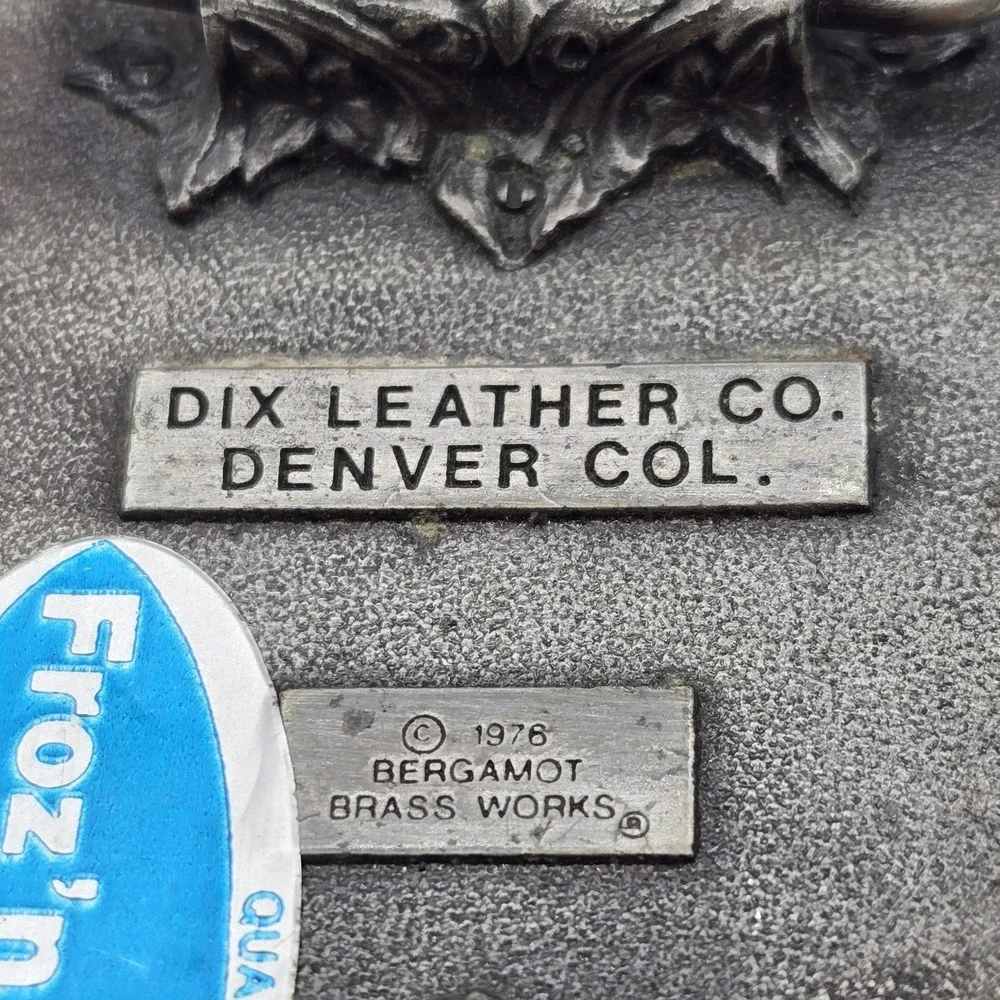 Vtg 1976 Dix Leather Company Colorado Belt Buckle & Sz 32 Leather Belt